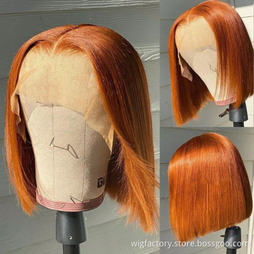 Pre-plucked colorful human hair wigs,  350# colored wigs human hair lace front, orange colored human hair lace front wigs
